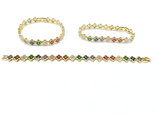Rainbow Brass Złoty bransoletka tenisowa OEM ODM Kubika Zirkonia bransoletka tenisowa