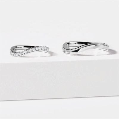 925 Skarb Sterling Biały Złot Diament CZ Pierścień Wave dla kobiet biżuteria OEM/ODM