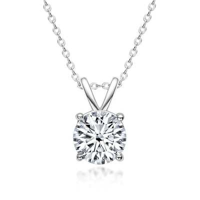 925 Sterling Silver Pendant dla dziewcząt 18K Yellow Gold Round Cut Solitaire Stone Gift