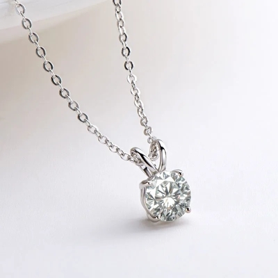 925 Sterling Silver Pendant dla dziewcząt 18K Yellow Gold Round Cut Solitaire Stone Gift