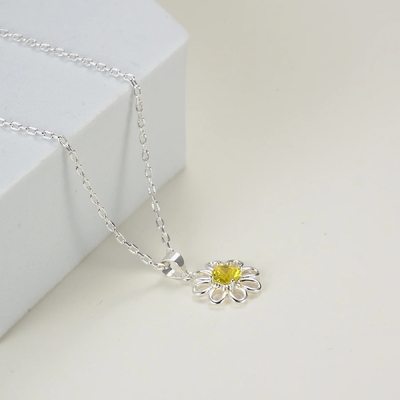 925 Sterling Silver Sunflower Pendant z łańcuchem biżuterii
