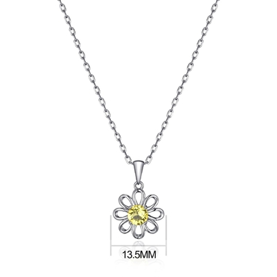 925 Sterling Silver Sunflower Pendant z łańcuchem biżuterii
