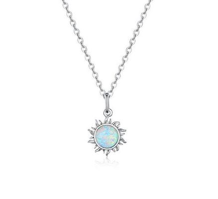 Słonecznik opal i diamentowy naszyjnik 15mm Kobiety opal naszyjnik 45CM + 5CM