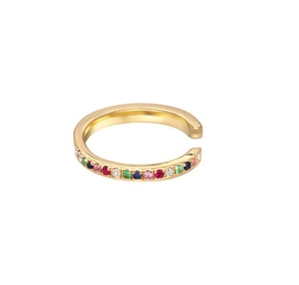 Kobiety Klasyczny Tęczowy Pave Setting Kubik Zirkon 925 Sterling Srebro Ucho Manche Biżuteria
