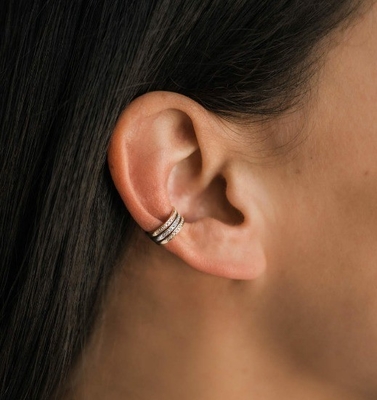 Kobiety Klasyczny Tęczowy Pave Setting Kubik Zirkon 925 Sterling Srebro Ucho Manche Biżuteria