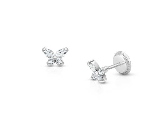 Rodzaj religijny Żaden 925 Sterling Silver Butterfly Stud kolczyki z 18K Gold Plating