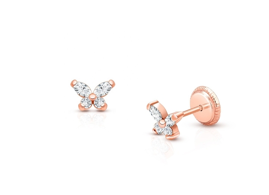 Rodzaj religijny Żaden 925 Sterling Silver Butterfly Stud kolczyki z 18K Gold Plating