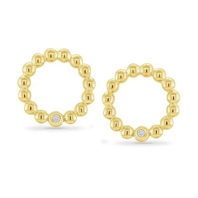 Kolczyki sztyfty dla kobiet ze srebra próby 925, okrągłe, z oprawą typu bezel i pojedynczym kamieniem, z opcjami rozmiaru