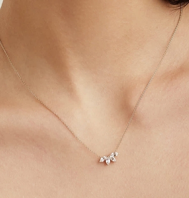 925 Srebro 14K Zalicowany Naszyjnik 18" Markiza Topaz Wisiorek I Białe CZ Diamenty