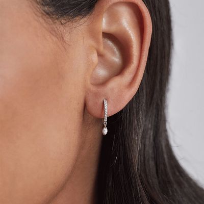 925 Sterling Silver Marquise Cut Zircon Drop Hoop Earrings for Engagement Occasion o średnicy 12 mm i grubości 2 mm