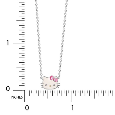 Różowy biały emaliet Hello Kitty Sterling Silver Pendant Rhodium Plating