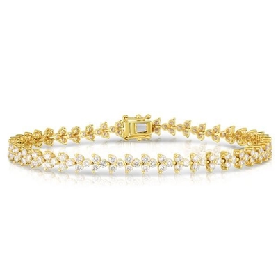 Designer 18K złoto 925 srebrny kwiat urok kobiety bransoletka tenisowa z ZIRCON