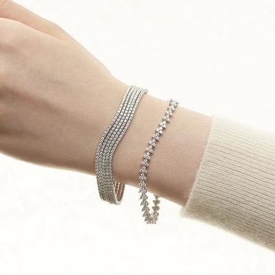 Designer 18K złoto 925 srebrny kwiat urok kobiety bransoletka tenisowa z ZIRCON