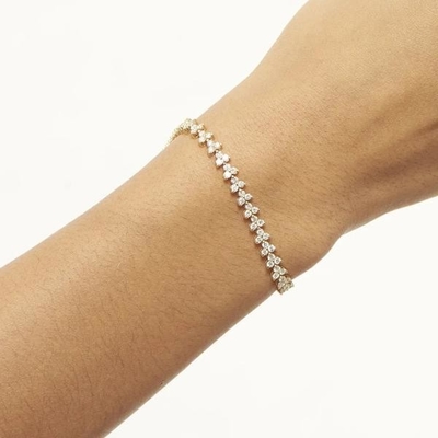 Designer 18K złoto 925 srebrny kwiat urok kobiety bransoletka tenisowa z ZIRCON