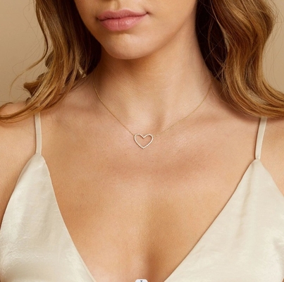 925 Sterling Silver Pave Diamond Love Necklace dla dziewczyny