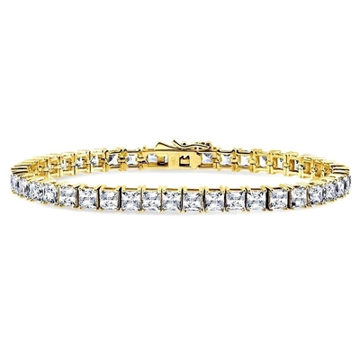 Unisex Ręcznie wykonana 18K złota Hip Hop lodowa równa diament CZ 925 Sterling srebrny zestaw bransoletka tenisowa