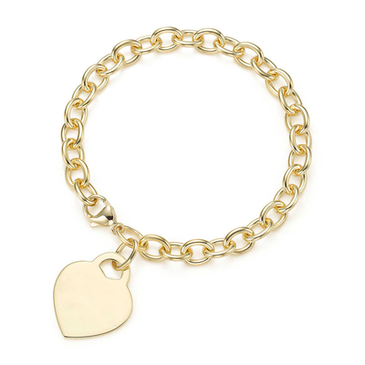 Mężczyzna 925 Sterling Silver Heart Charm Wielka bransoletka dla wyrafinowanego wyglądu 15x15mm