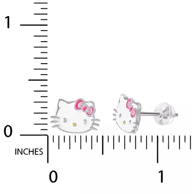 Złote kolczyki Hello Kitty w 925 srebra