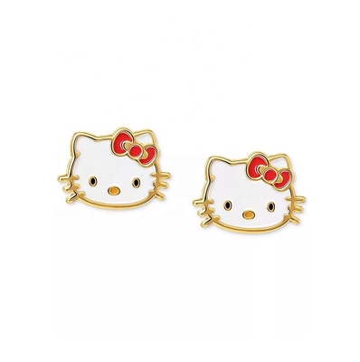 Złote kolczyki Hello Kitty w 925 srebra