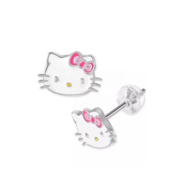 Złote kolczyki Hello Kitty w 925 srebra