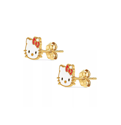 Złote kolczyki Hello Kitty w 925 srebra