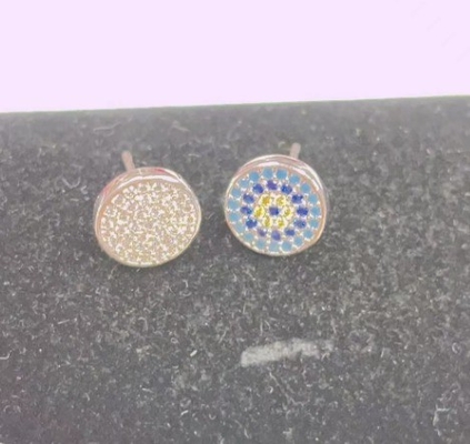 Krąg ZIRCON 18K Złote ręcznie wykonane Mikron Pave CZ Eye Turkiye Design Stud Kolczyk 925 Sterling Silver