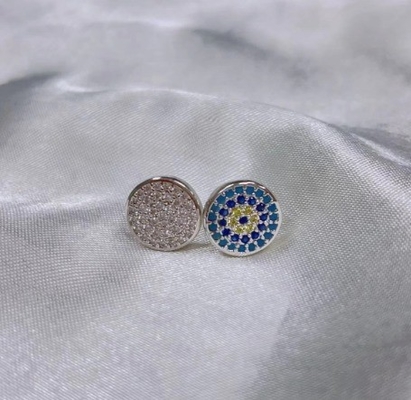 Krąg ZIRCON 18K Złote ręcznie wykonane Mikron Pave CZ Eye Turkiye Design Stud Kolczyk 925 Sterling Silver