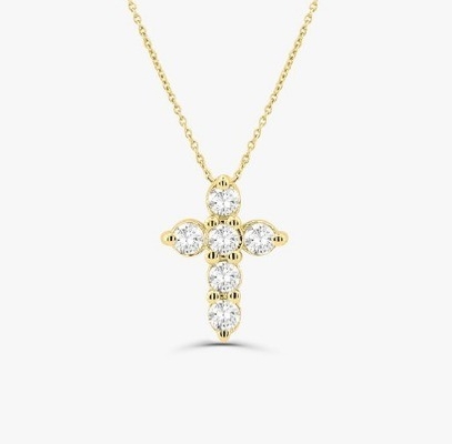 Druzy Stone Diamentowy Krzyż Naszyjnik Okrągły Brilliant Cut 925 Srebrny Krzyż Wisiorek