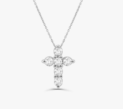 Druzy Stone Diamentowy Krzyż Naszyjnik Okrągły Brilliant Cut 925 Srebrny Krzyż Wisiorek