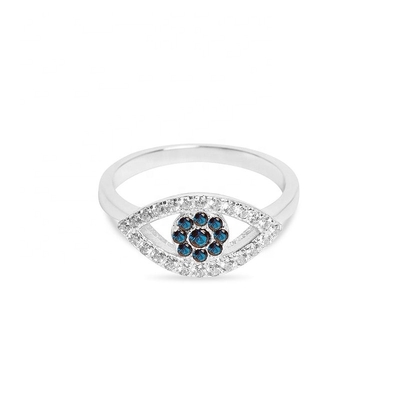 Niestandardowy rozmiar 925 Sterling Silver Cutout Pave Inlaid Eye Ring z 18K Gold Plating