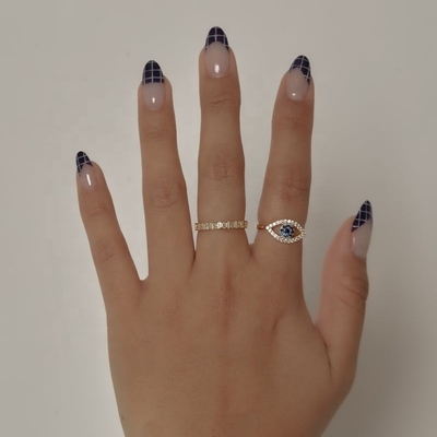 Niestandardowy rozmiar 925 Sterling Silver Cutout Pave Inlaid Eye Ring z 18K Gold Plating