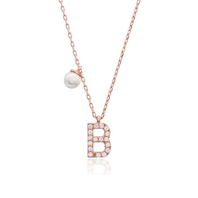 Bez niklu 925 Sterling Silver Letter Diamentowy naszyjnik popularny początkowy urok
