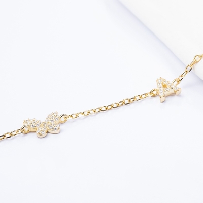 Naszyjnik Mini 18K złoto biały Mikron Pave CZ Butterfly 925 Sterling Silver Pendant