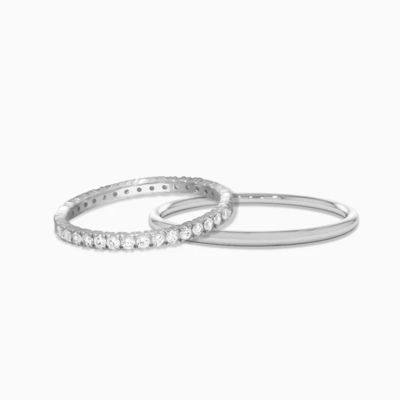 18K złoto pokryte zestaw ślubny Eternity Band Pierścień dla kobiet 925 Sterling Silver Set