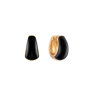 Fine Jewelry Bold Dome Emalia Huggie 925 Srebrne kolczyki