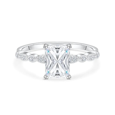 Vintage ręcznie wykonane 18K złoto baguette Cut Stone Pierścień zaręczynowy styl vintage dla kobiet
