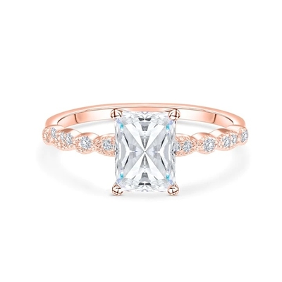 Vintage ręcznie wykonane 18K złoto baguette Cut Stone Pierścień zaręczynowy styl vintage dla kobiet