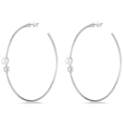 925 Sterling Silver Hoop Earrings 4mm-4.5mm Słodkowodne Perły Earrings
