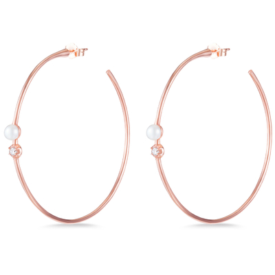 925 Sterling Silver Hoop Earrings 4mm-4.5mm Słodkowodne Perły Earrings