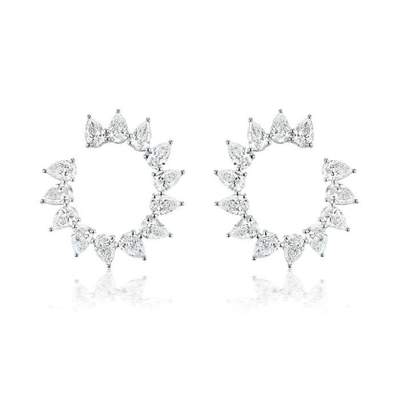 Unikalne kolczyki CZ Stud w Rhodium pokryte półkołowym kształtem dla kobiet