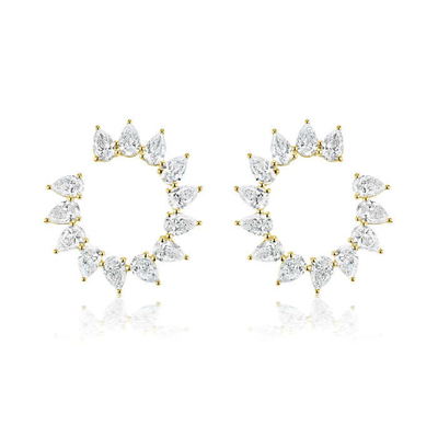 Unikalne kolczyki CZ Stud w Rhodium pokryte półkołowym kształtem dla kobiet