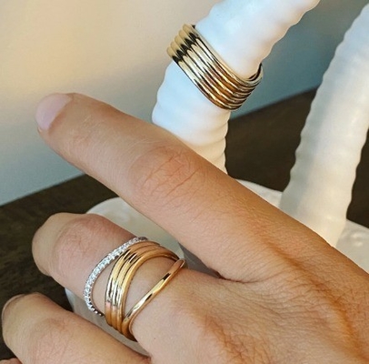 Elegantne 18K złoto złote ślubne Nova Band pierścienie ze stali nierdzewnej dla dziewczyn
