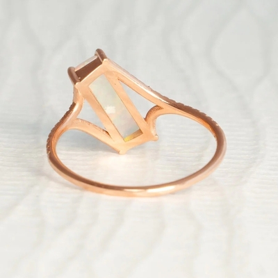 Baguette Cut Opal Snow Track Ring Rozmiar 4-rozmiar 10 925 Sterling Silver Ring
