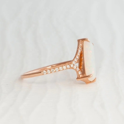 Baguette Cut Opal Snow Track Ring Rozmiar 4-rozmiar 10 925 Sterling Silver Ring