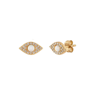 925 Srebrne kolczyki OEM ODM Opal Stud Kolczyki Złote