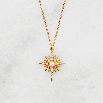 Opal Złote Starburst Naszyjnik 925 Starburst Naszyjnik Srebrny