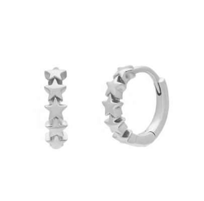 925 Sterling Silver Star Huggie Kolczyki dla kobiet Modne biżuteria