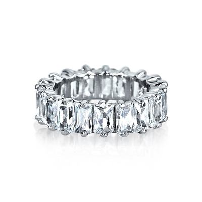 Jasny szmaragd CZ Infinity Wedding Band 925 Srebrny Infinity Wedding Rings