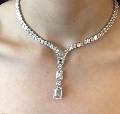 Rhodium Bling Bling Pendants 16in Biały Naszyjnik Tenisowy