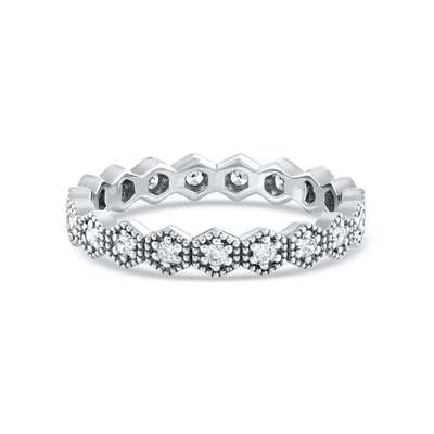 Trendy Eternity geometryczny kształt sześcienny Zirconia zestawialny pierścionek dla kobiet